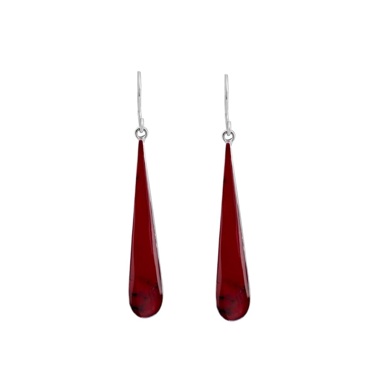 Sterling Silver Red Jasper Long Teardrop Earrings