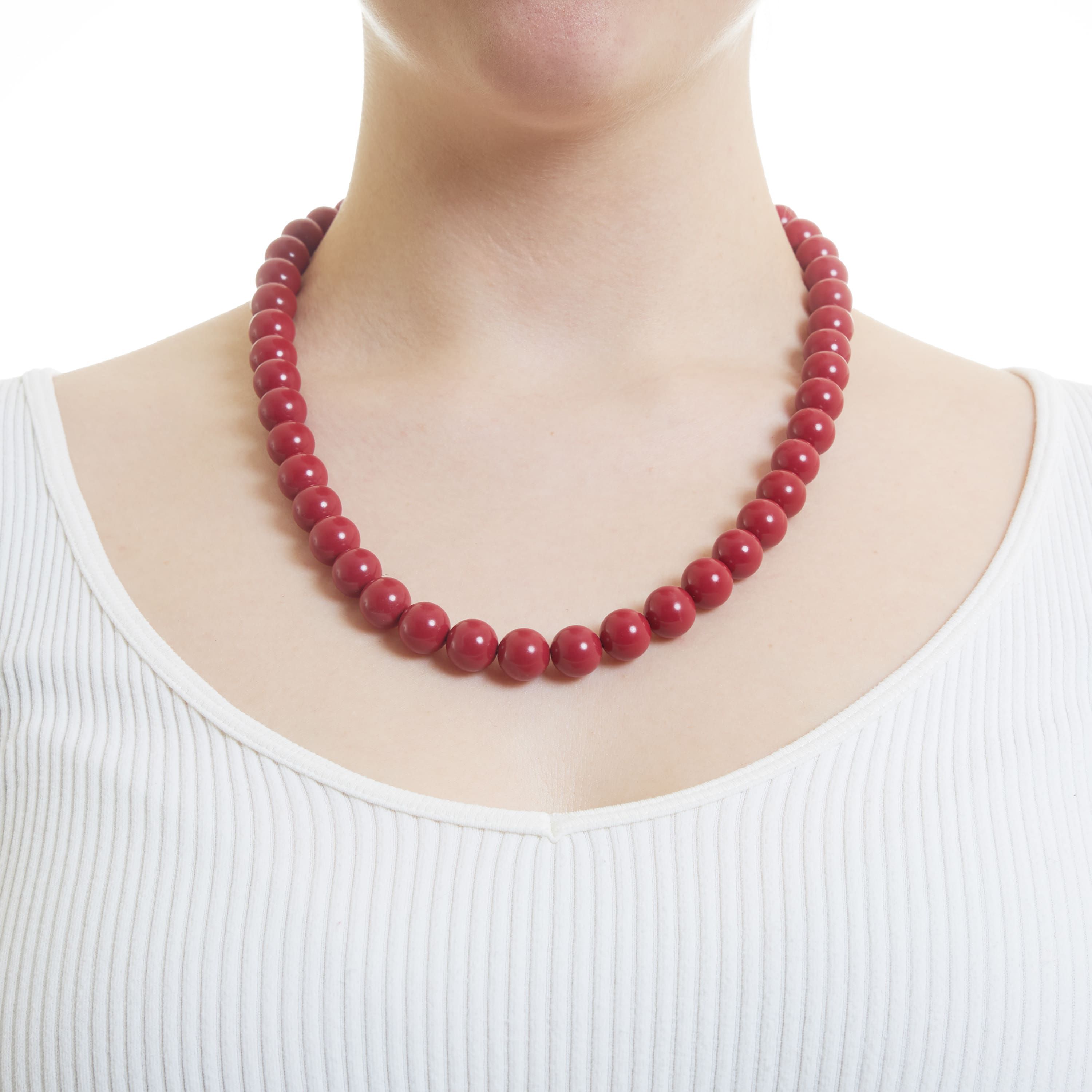 Sterling Silver 22in Coral Beaded Necklace