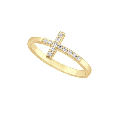 Belk Silverworks Sterling Silver Cubic Zirconia Cross Band Ring Size 7