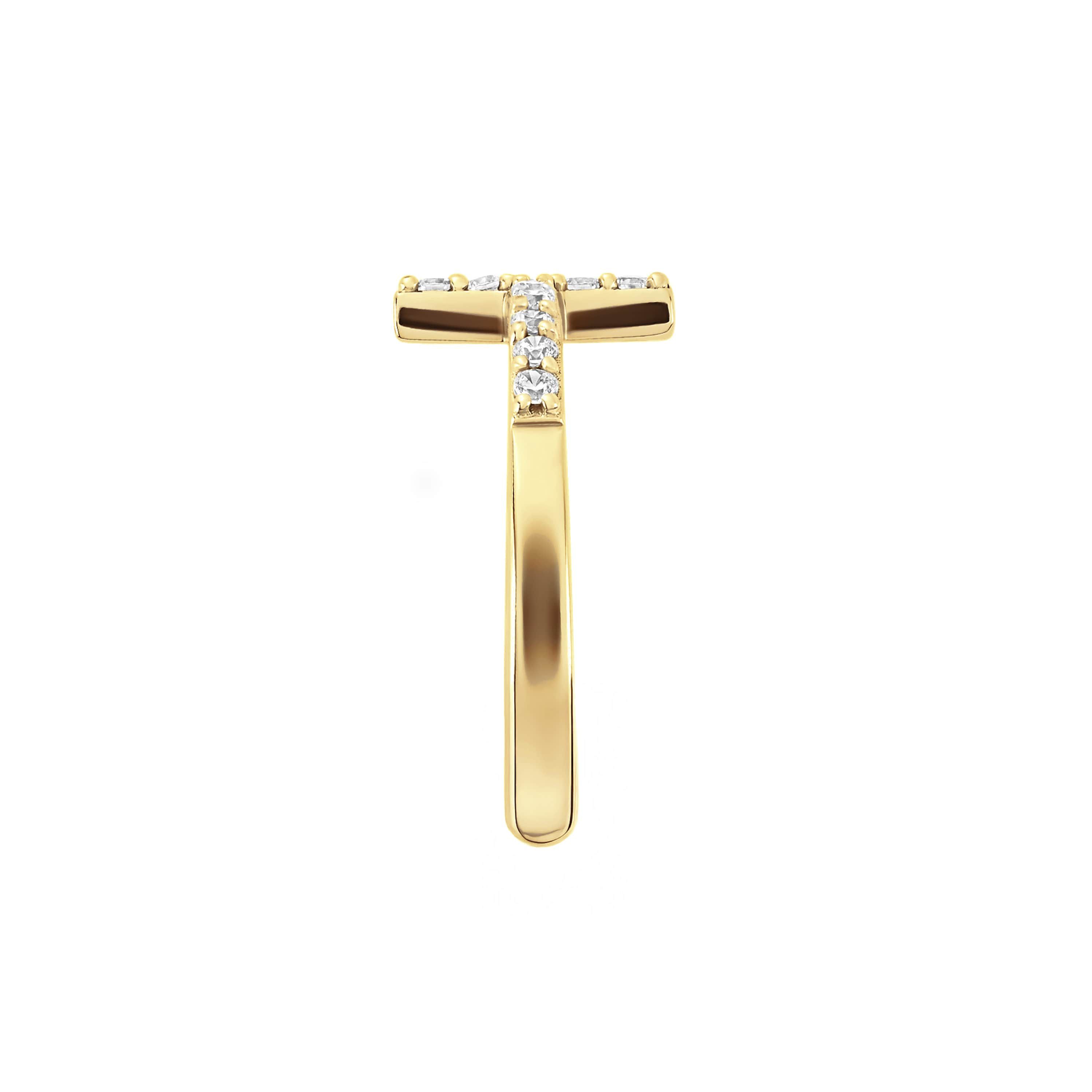 Sterling Silver Cubic Zirconia Side Cross Ring