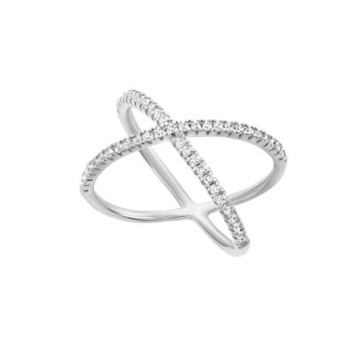 Belk Silverworks Sterling Silver Cubic Zirconia Criss Cross Ring