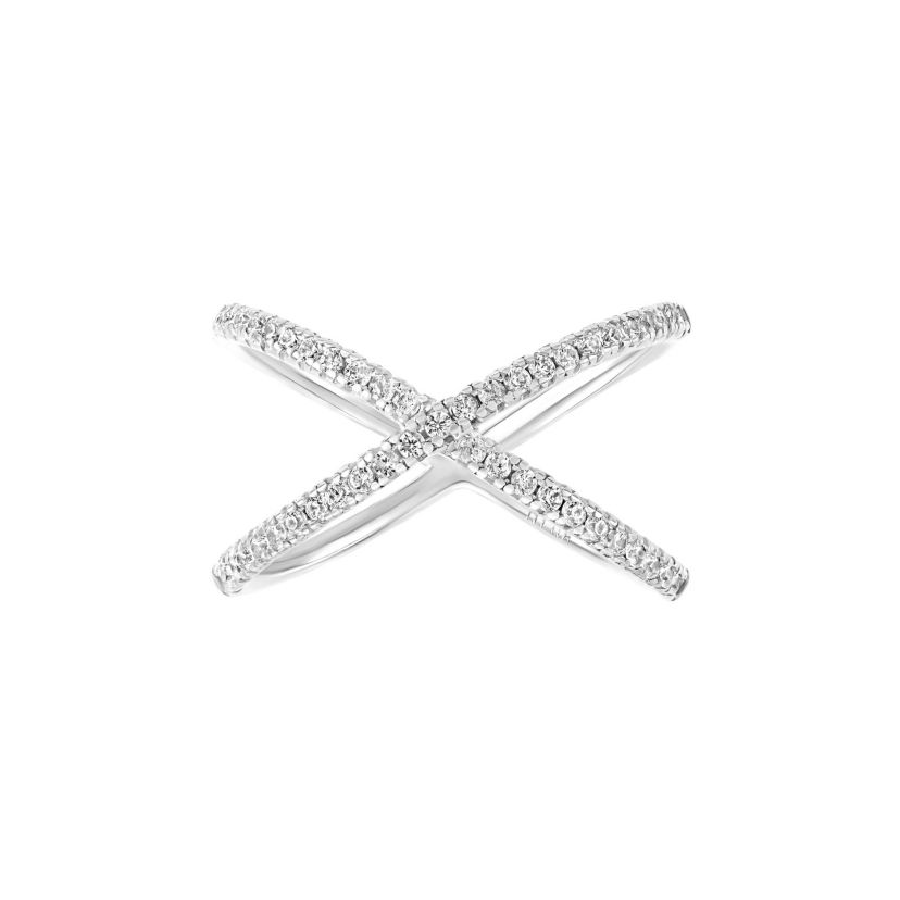 Sterling Silver Cubic Zirconia Criss Cross Ring