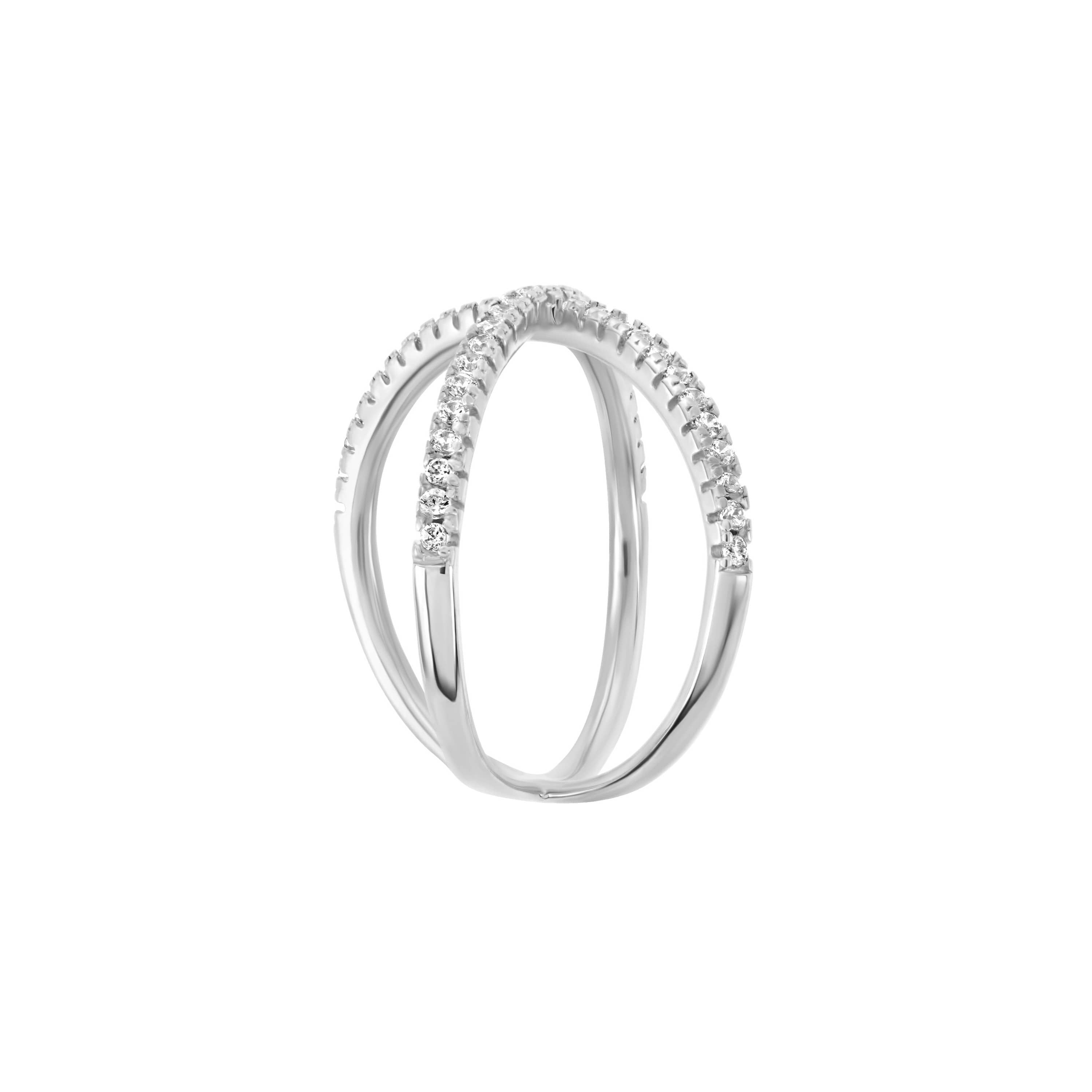 Sterling Silver Cubic Zirconia Criss Cross Ring