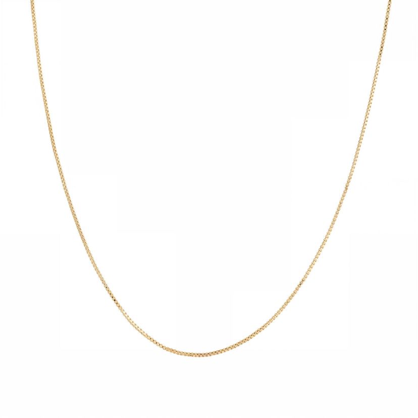 Gold Over Sterling Silver Box Chain Necklace
