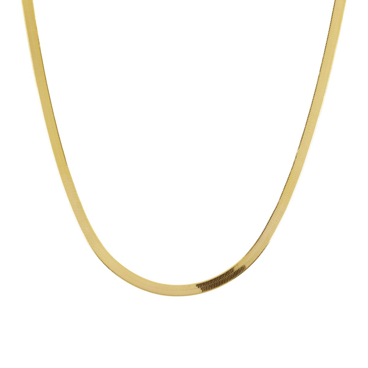 Gold Over Sterling Silver Herringbone Chain Necklace