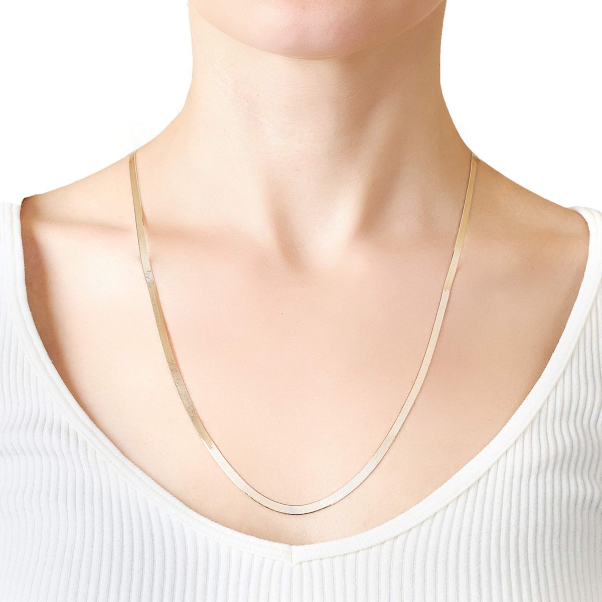 Gold Over Sterling Silver Herringbone Chain Necklace
