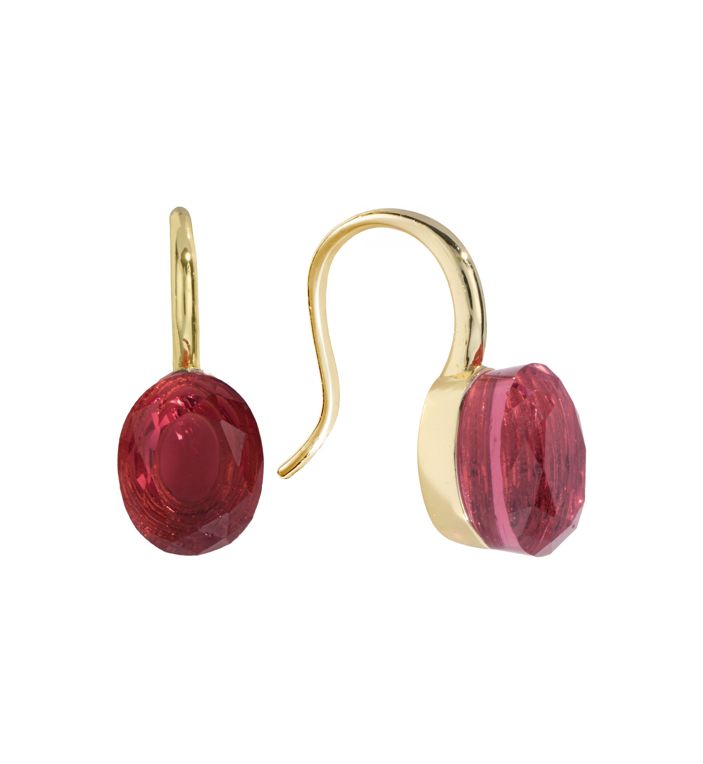 Gold Plated  Faceted Oval Drop Earrings