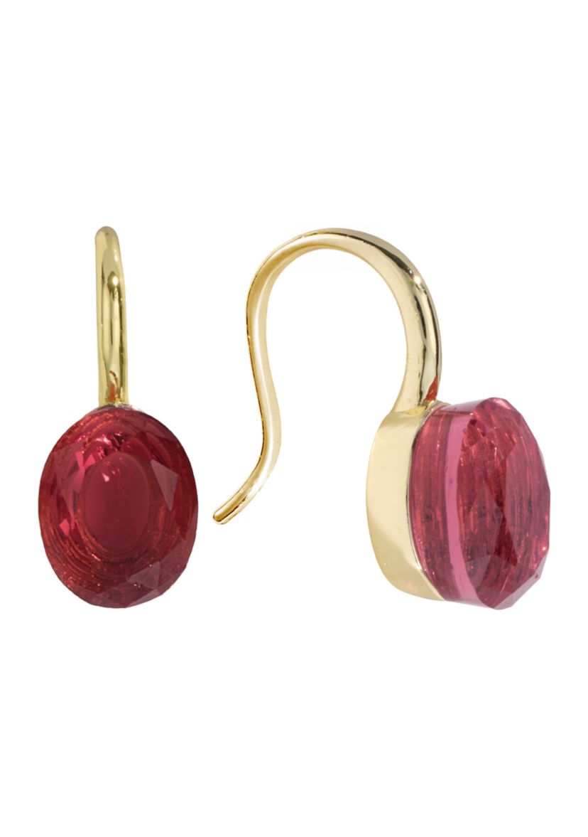 Gold Plated  Faceted Oval Drop Earrings