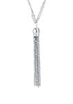 Fine Silver Plated 36 Inch  Beaded Triple Chain with Tassel Necklace