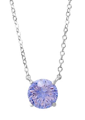 Belk Silverworks Sterling Silver Starlight Cubic Zirconia Solitaire Necklace, Blue, 16 in
