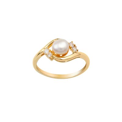 Belk Silverworks Sterling Silver Or Gold Over Sterling Silver Fresh Water Pearl and Cubic Zirconia Ring