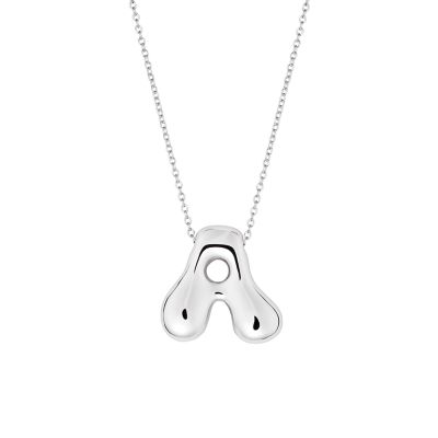 Belk Silverworks Gold Plated 16+2" Bubble Initial Necklace, Silver