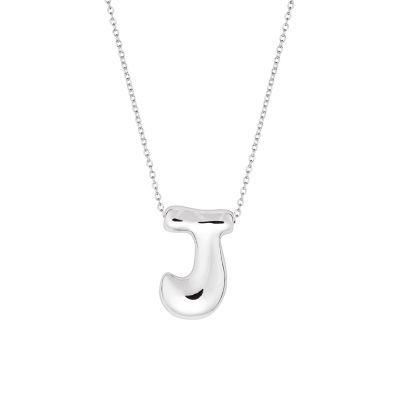 Belk Silverworks Gold Plated 16+2" Bubble Initial Necklace, Silver