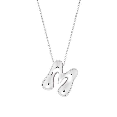 Belk Silverworks Gold Plated 16+2" Bubble Initial Necklace, Silver