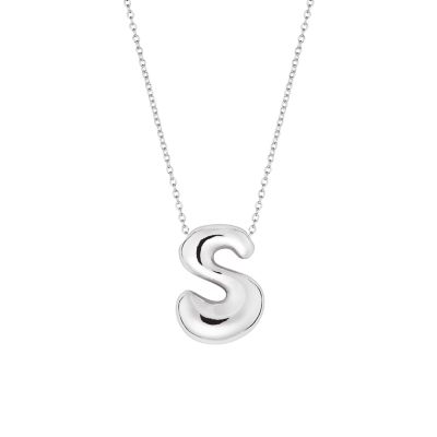 Belk Silverworks Gold Plated 16+2" Bubble Initial Necklace, Silver