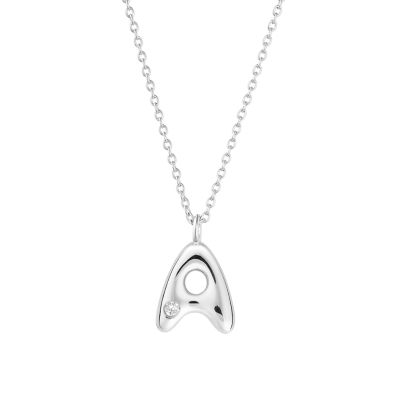 Belk Silverworks Sterling Silver 16+2" Cubic Zirconia Bubble Initial Necklace