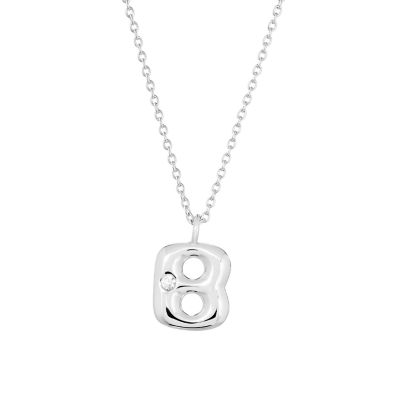 Belk Silverworks Sterling Silver 16+2" Cubic Zirconia Bubble Initial Necklace