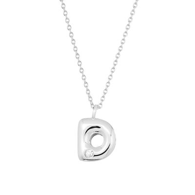 Belk Silverworks Sterling Silver 16+2" Cubic Zirconia Bubble Initial Necklace