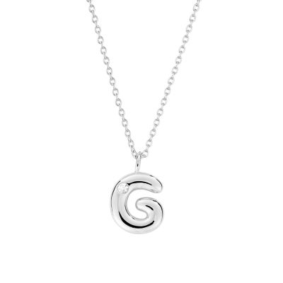 Belk Silverworks Sterling Silver 16+2" Cubic Zirconia Bubble Initial Necklace