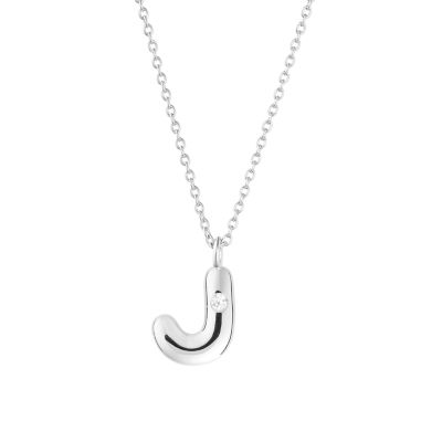 Belk Silverworks Sterling Silver 16+2" Cubic Zirconia Bubble Initial Necklace
