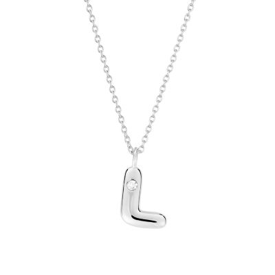 Belk Silverworks Sterling Silver 16+2" Cubic Zirconia Bubble Initial Necklace