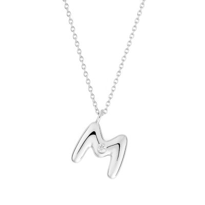 Belk Silverworks Sterling Silver 16+2" Cubic Zirconia Bubble Initial Necklace