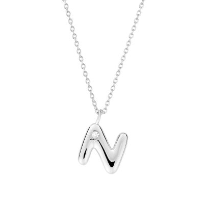 Belk Silverworks Sterling Silver 16+2" Cubic Zirconia Bubble Initial Necklace