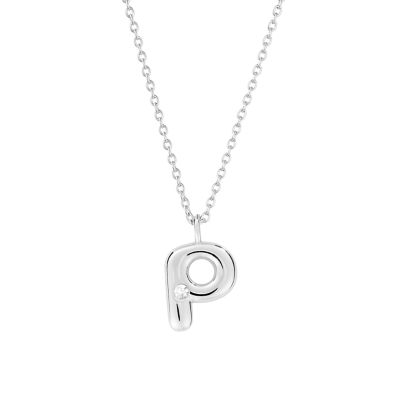 Belk Silverworks Sterling Silver 16+2" Cubic Zirconia Bubble Initial Necklace
