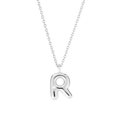 Belk Silverworks Sterling Silver 16+2" Cubic Zirconia Bubble Initial Necklace