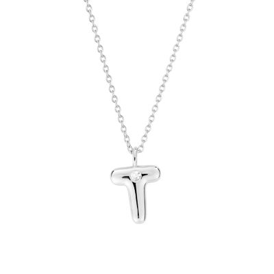 Belk Silverworks Sterling Silver 16+2" Cubic Zirconia Bubble Initial Necklace