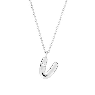Belk Silverworks Sterling Silver 16+2" Cubic Zirconia Bubble Initial Necklace