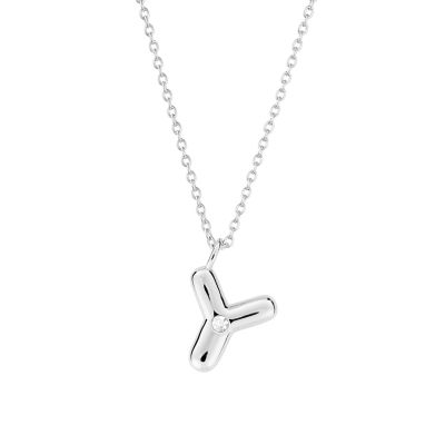 Belk Silverworks Sterling Silver 16+2" Cubic Zirconia Bubble Initial Necklace