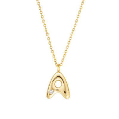 Belk Silverworks Sterling Silver 16+2" Cubic Zirconia Bubble Initial Necklace, Gold