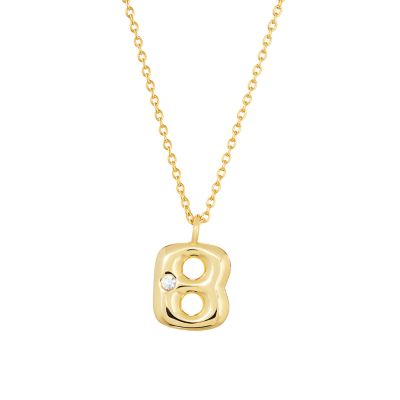 Belk Silverworks Sterling Silver 16+2" Cubic Zirconia Bubble Initial Necklace, Gold