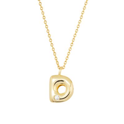 Belk Silverworks Sterling Silver 16+2" Cubic Zirconia Bubble Initial Necklace, Gold