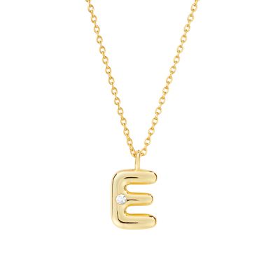 Belk Silverworks Sterling Silver 16+2" Cubic Zirconia Bubble Initial Necklace, Gold
