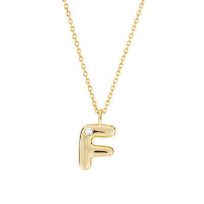 Belk Silverworks Sterling Silver 16+2" Cubic Zirconia Bubble Initial Necklace, Gold