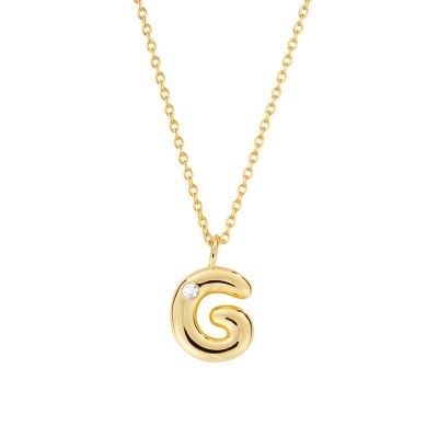 Belk Silverworks Sterling Silver 16+2" Cubic Zirconia Bubble Initial Necklace, Gold