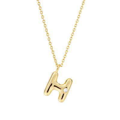 Belk Silverworks Sterling Silver 16+2" Cubic Zirconia Bubble Initial Necklace, Gold