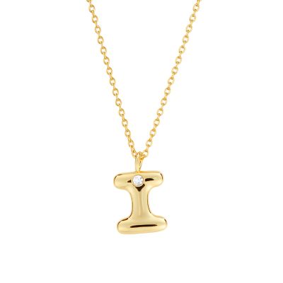 Belk Silverworks Sterling Silver 16+2" Cubic Zirconia Bubble Initial Necklace, Gold
