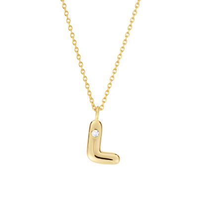 Belk Silverworks Sterling Silver 16+2" Cubic Zirconia Bubble Initial Necklace, Gold