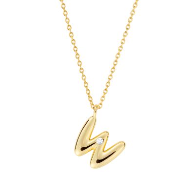 Belk Silverworks Sterling Silver 16+2" Cubic Zirconia Bubble Initial Necklace, Gold