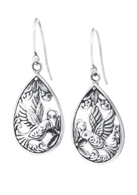 Belk Silverworks Sterling Silver Oxidized Hummingbird Teardrop Earrings