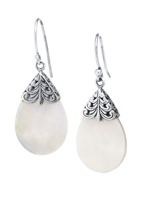 Infinity Silver Sterling Silver Bali Mother of Pearl Drop Earrings | belk