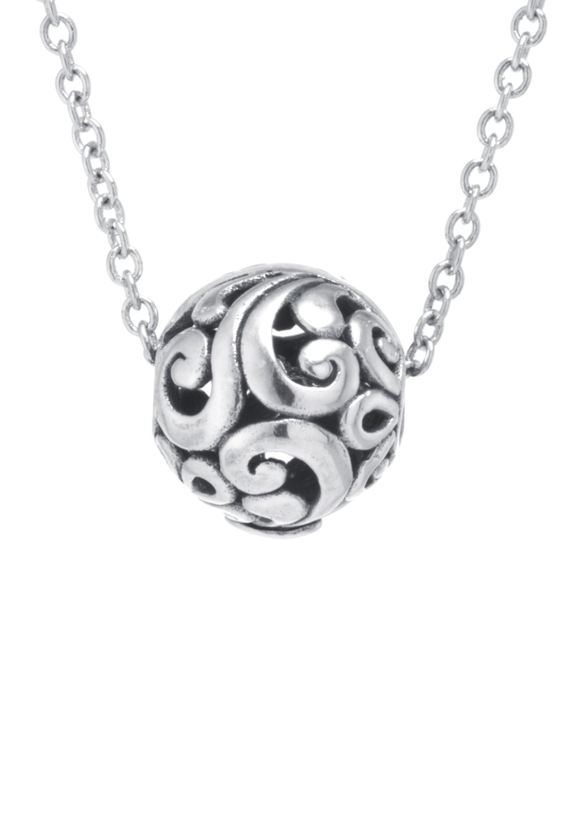 Sterling Silver 18in. Oxidized Round Pendant Necklace