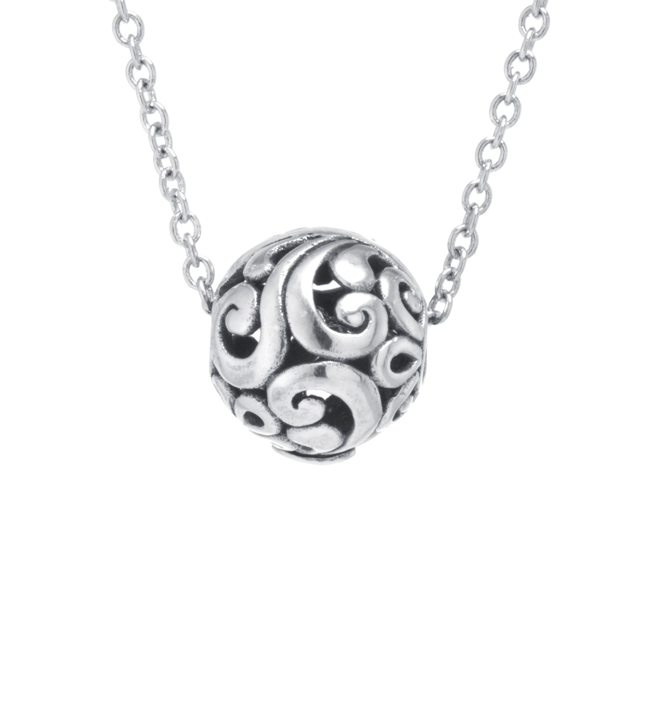 Sterling Silver 18in. Oxidized Round Pendant Necklace