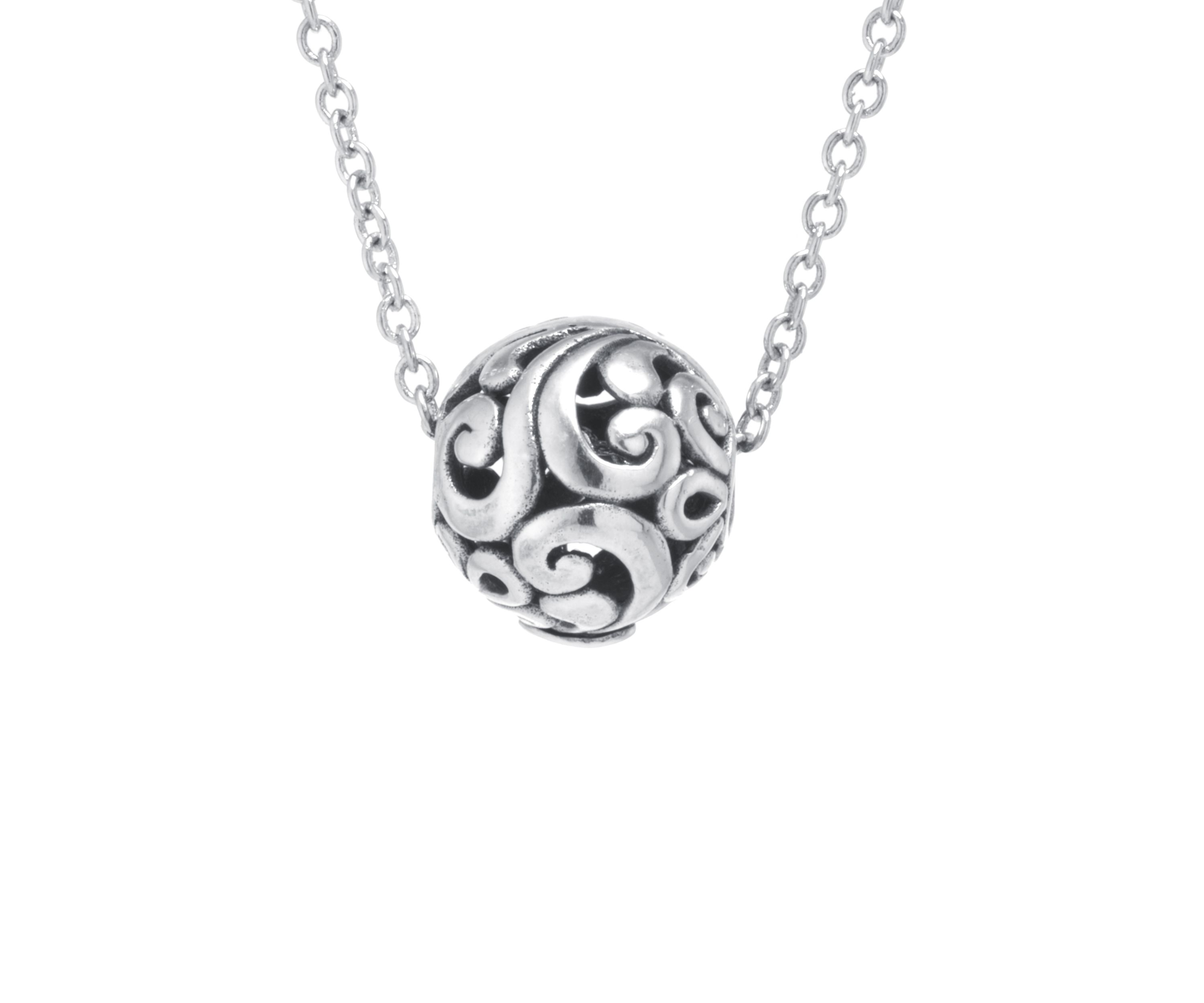 Sterling Silver 18in. Oxidized Round Pendant Necklace