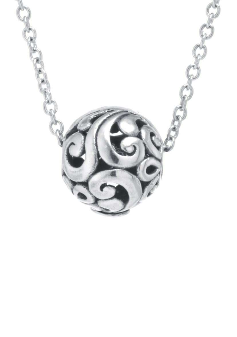 Sterling Silver 18in. Oxidized Round Pendant Necklace