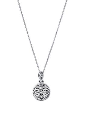 Athra NJ Sterling Silver 18IN Oxidized Round Filigree Necklace
