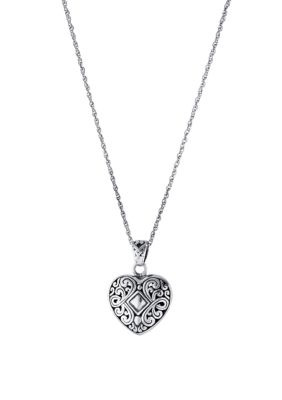 Athra NJ Sterling Silver 18IN Oxidized Filigree Heart Pendant Necklace